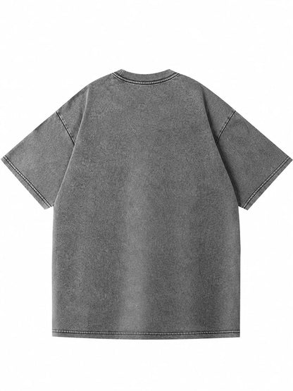 Dark Gray-Washed acid-wash oversized crewneck T-shirt, rear view. One shirt only.