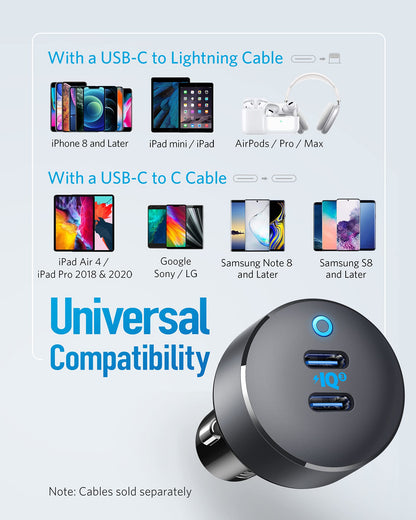 Anker manufacturer cable compatibility guide; cables sold separately and devices not included