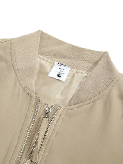 Apricot jacket ribbed collar and interior label detail