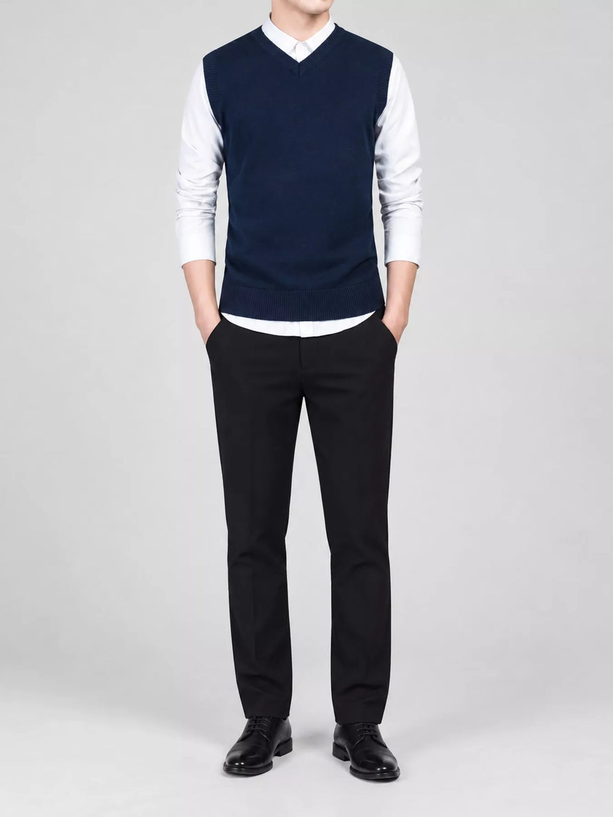Men's V-neck sweater vest — product view 16; shirt and trousers not included