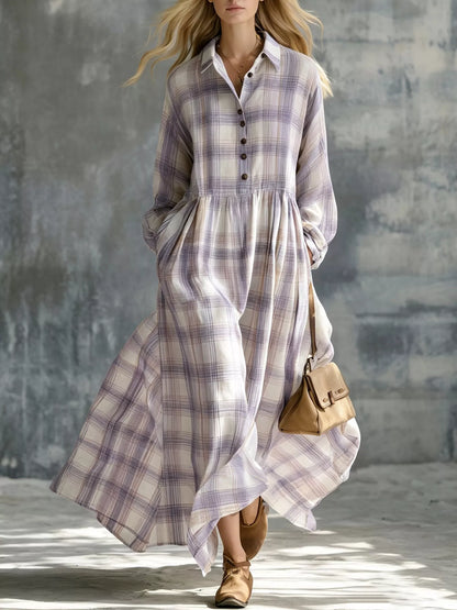 Cyra plaid button-down maxi shirt dress, product image 5 of 14