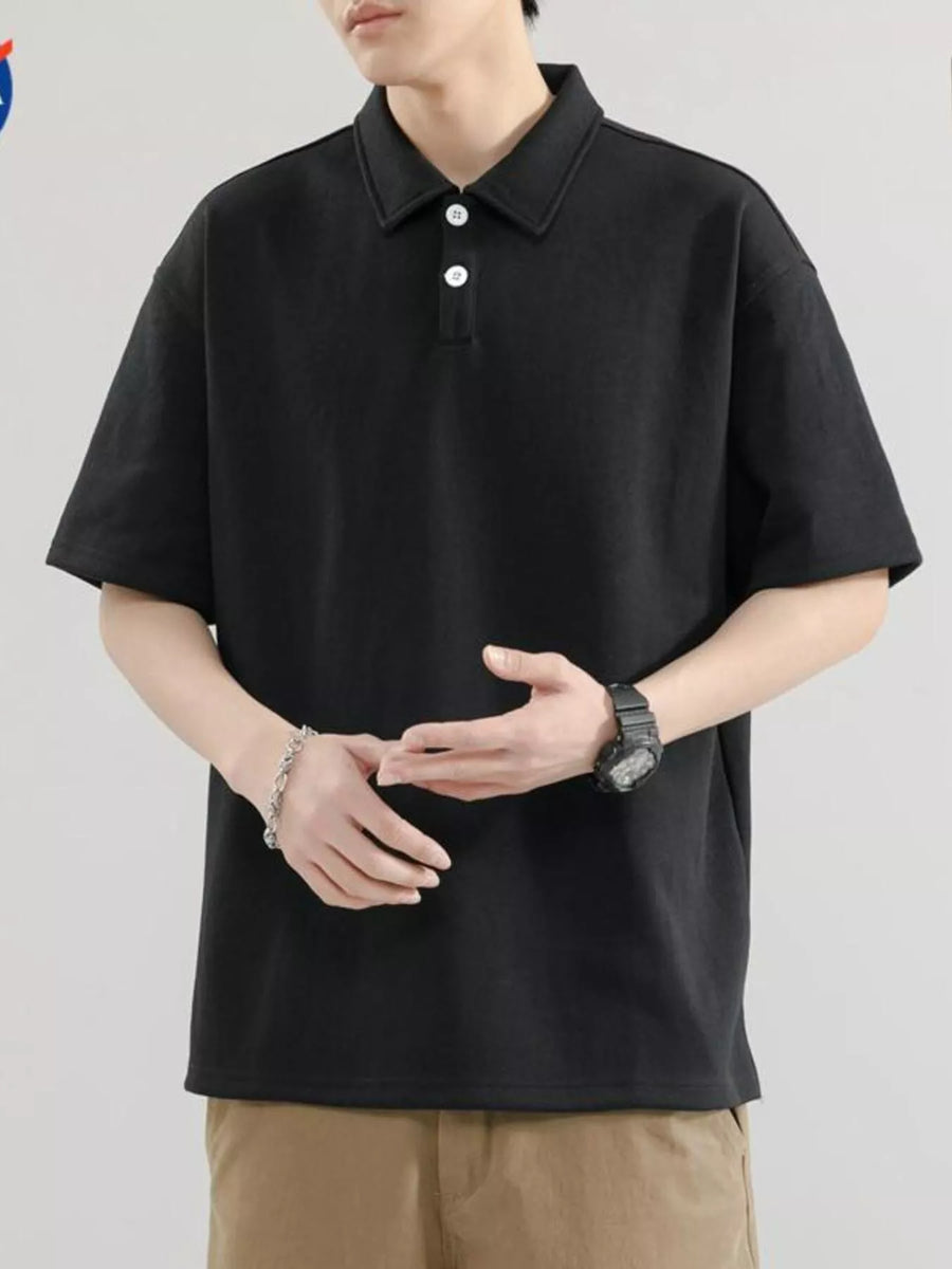 Men's Plus Size Button Detail Short Sleeve Polo