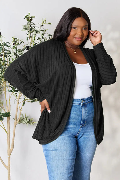 Ribbed open-front cocoon cardigan, product view 4.