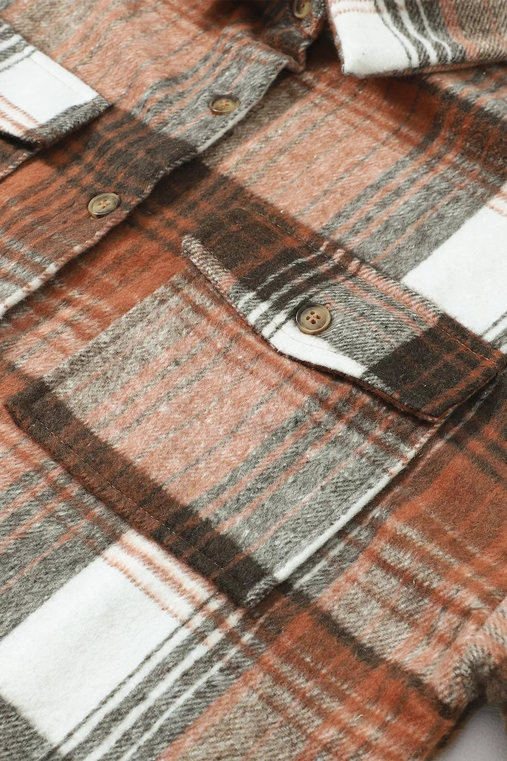 Caramel plaid button-up shacket product view 10