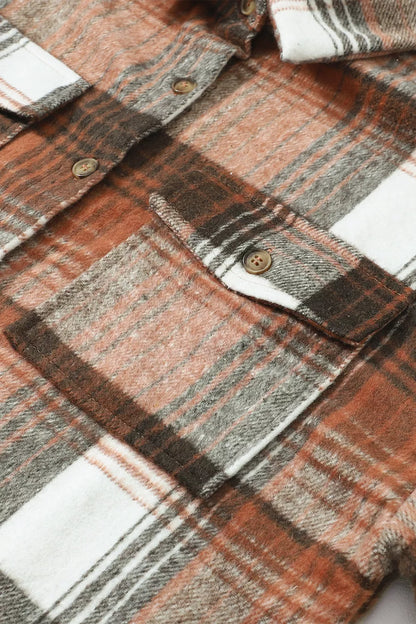 Caramel plaid button-up shacket product view 10