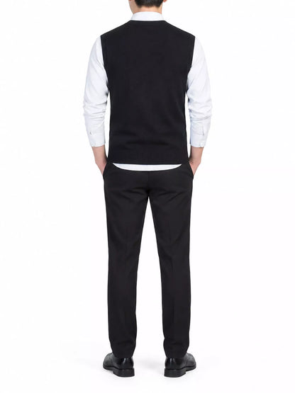 Men's V-neck sweater vest — product view 3; shirt and trousers not included