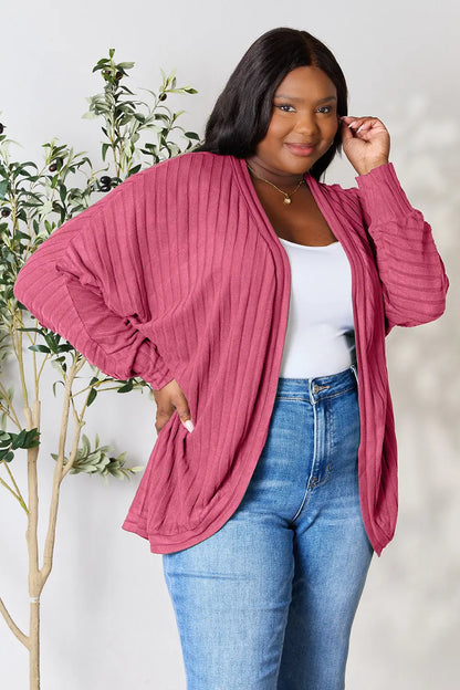 Ribbed open-front cocoon cardigan, product view 32.