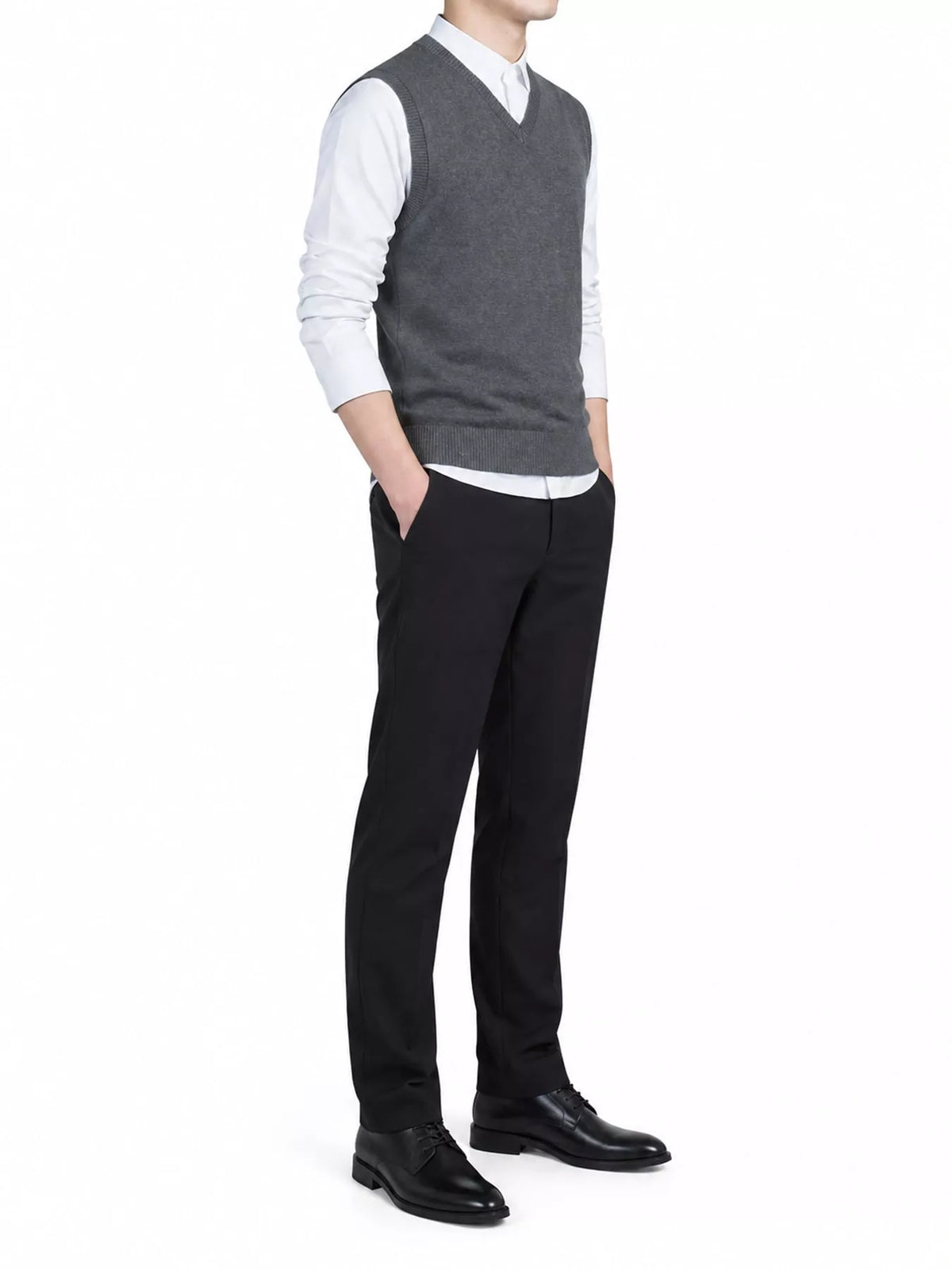 Men's V-neck sweater vest — product view 12; shirt and trousers not included