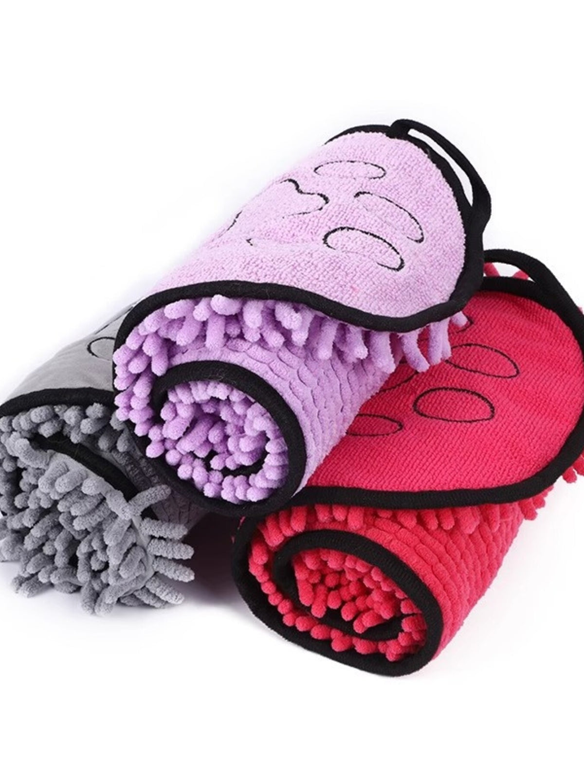 Multiple towel colors for comparison; one selected towel per order