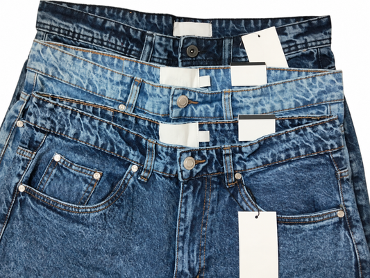 Men's washed denim trousers in three washes
