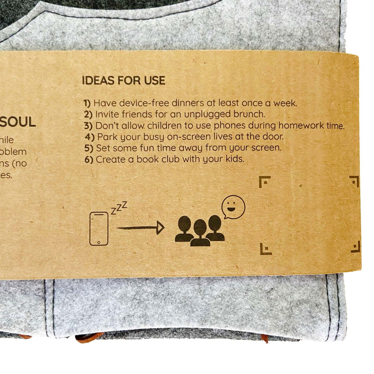 Original Bagby FAMILY sleeve showing ideas for using the device organizer
