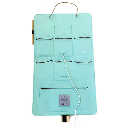 Back of the gray and teal Bagby FAMILY organizer