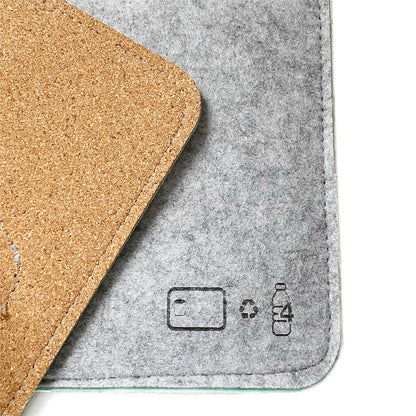 Bagby MAT cork backing and gray felt front shown at the corner