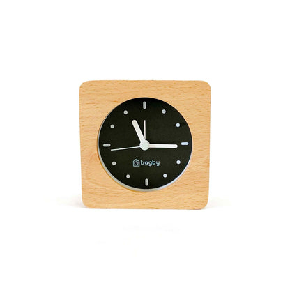 Bagby MINIMALIST clock in light wood, front view