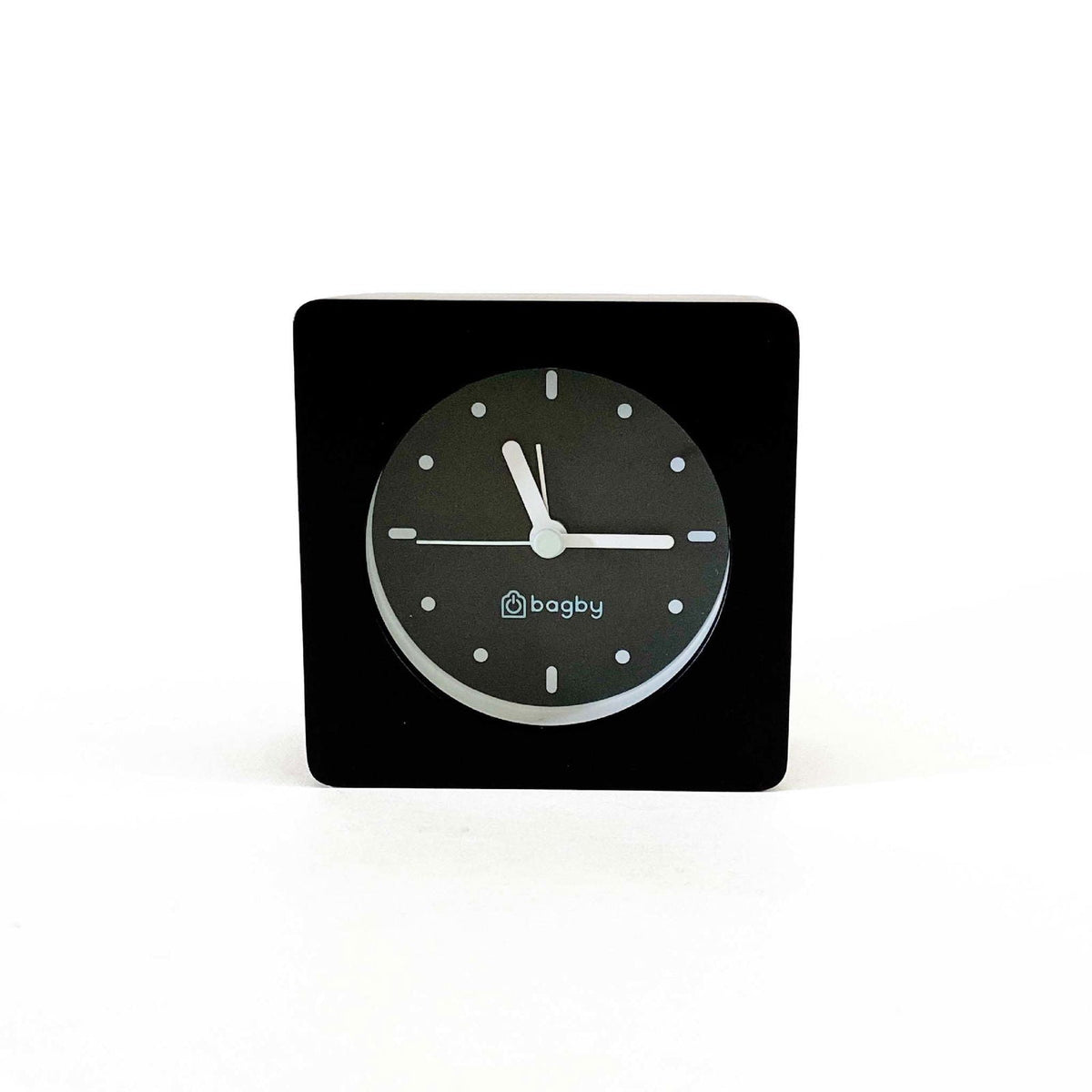 Bagby MINIMALIST clock in black, front view