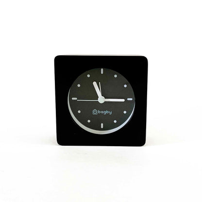 Bagby MINIMALIST clock in black, front view