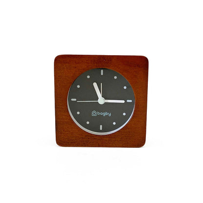 Bagby MINIMALIST clock in dark wood, front view