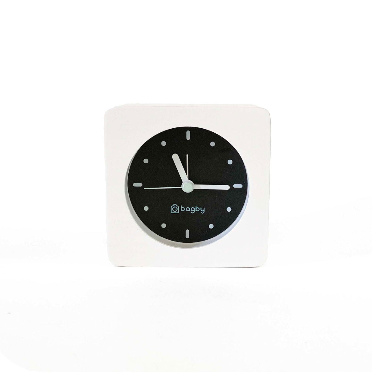 Bagby MINIMALIST clock in white, front view