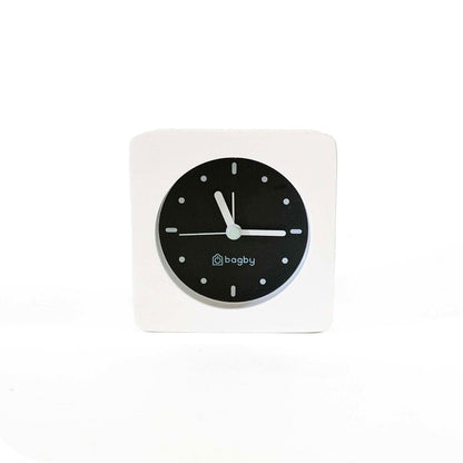 Bagby MINIMALIST clock in white, front view