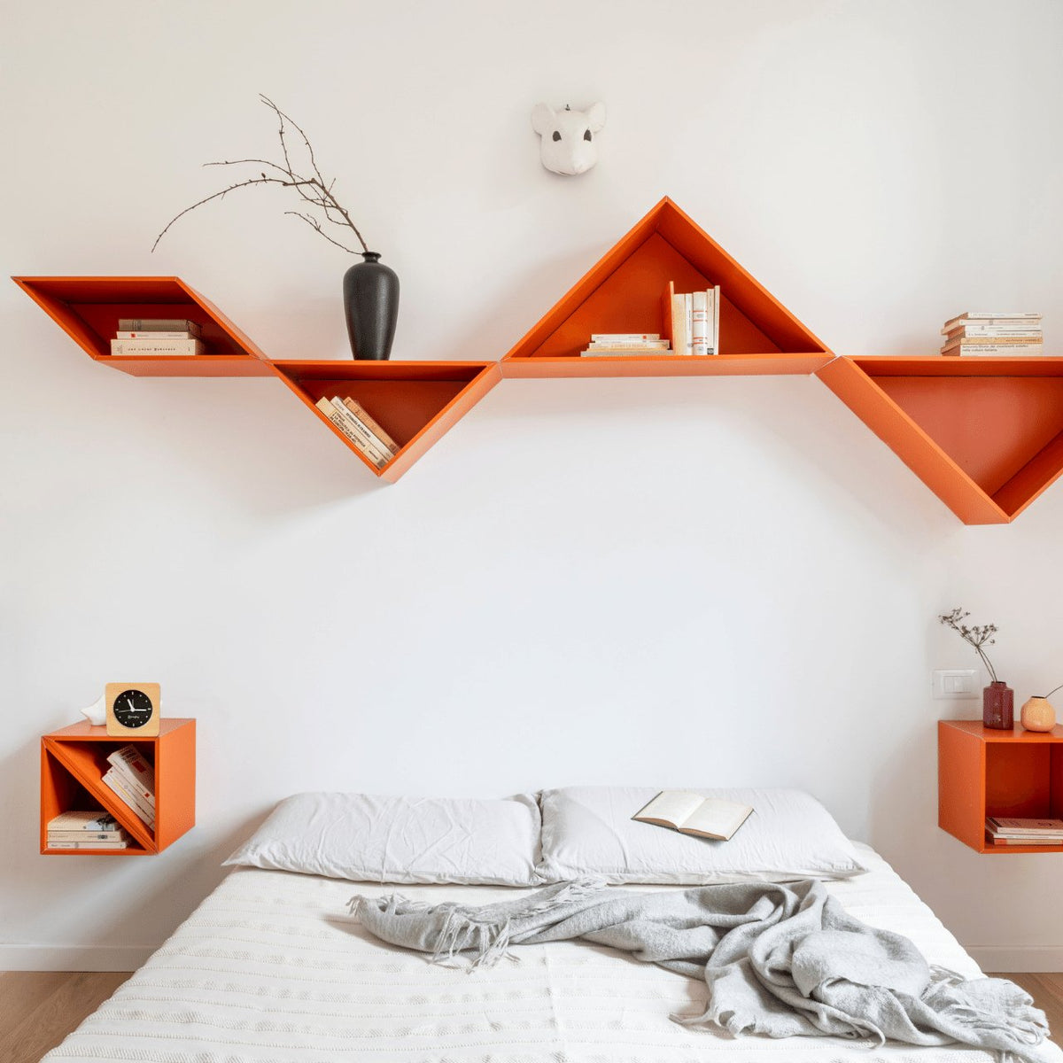 Bagby MINIMALIST clock in a bright bedroom setting