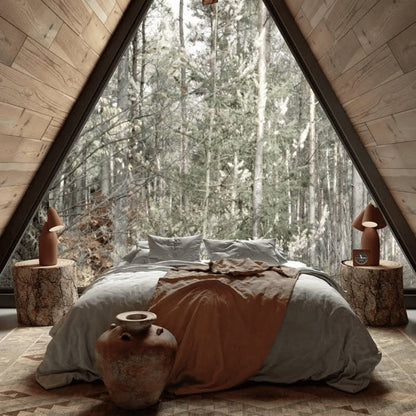 Bagby MINIMALIST clock in a cabin bedroom setting