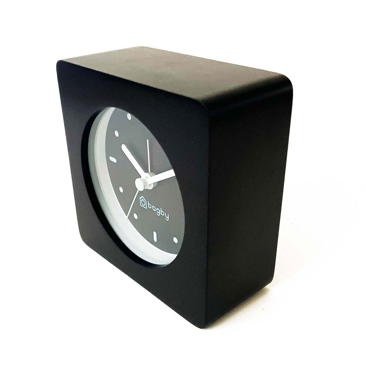 Side view of black Bagby MINIMALIST clock