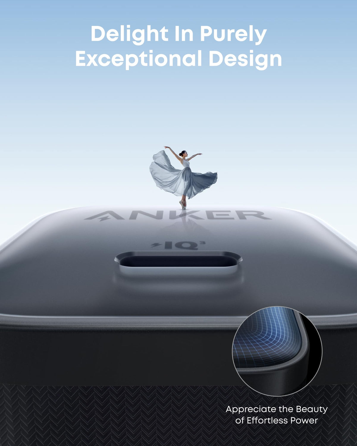 Anker Nano 45W — Black charger USB-C port and textured casing detail
