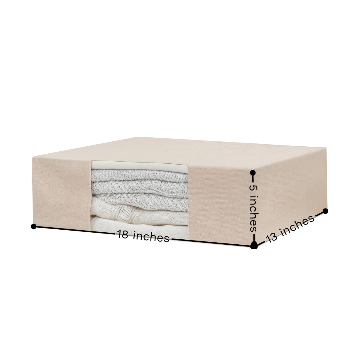 Storage-bag dimensions: 18 inches wide, 13 inches deep and 5 inches tall