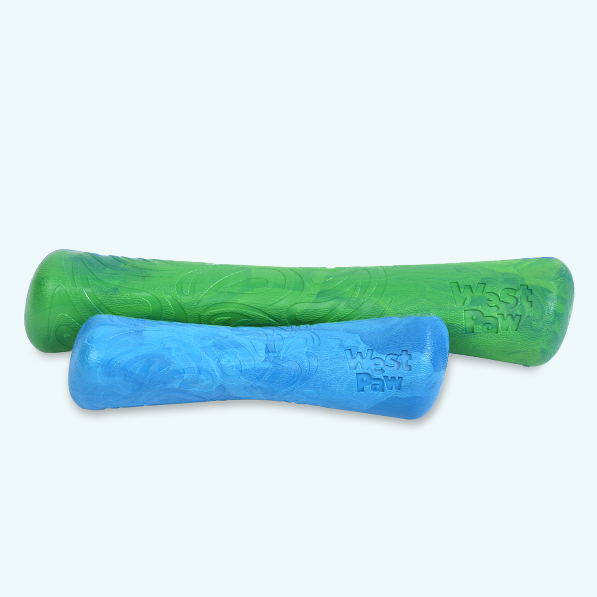 Two West Paw Drifty sizes shown for comparison; select one size and color.