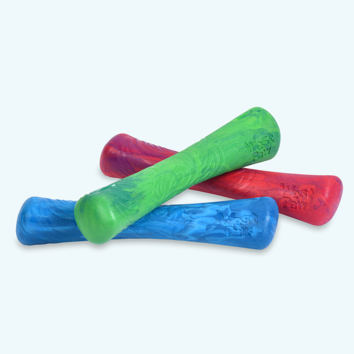 West Paw Drifty color choices shown together; each purchase includes one toy, not a set.