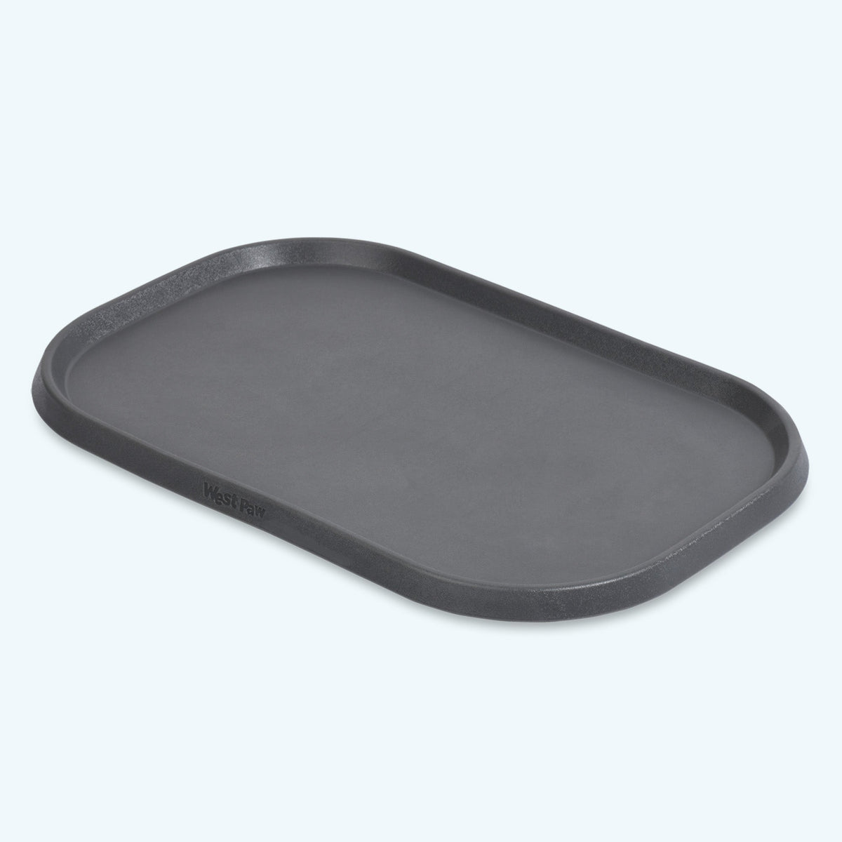 Sea Fog gray West Paw feeding placemat with raised rim, shown alone