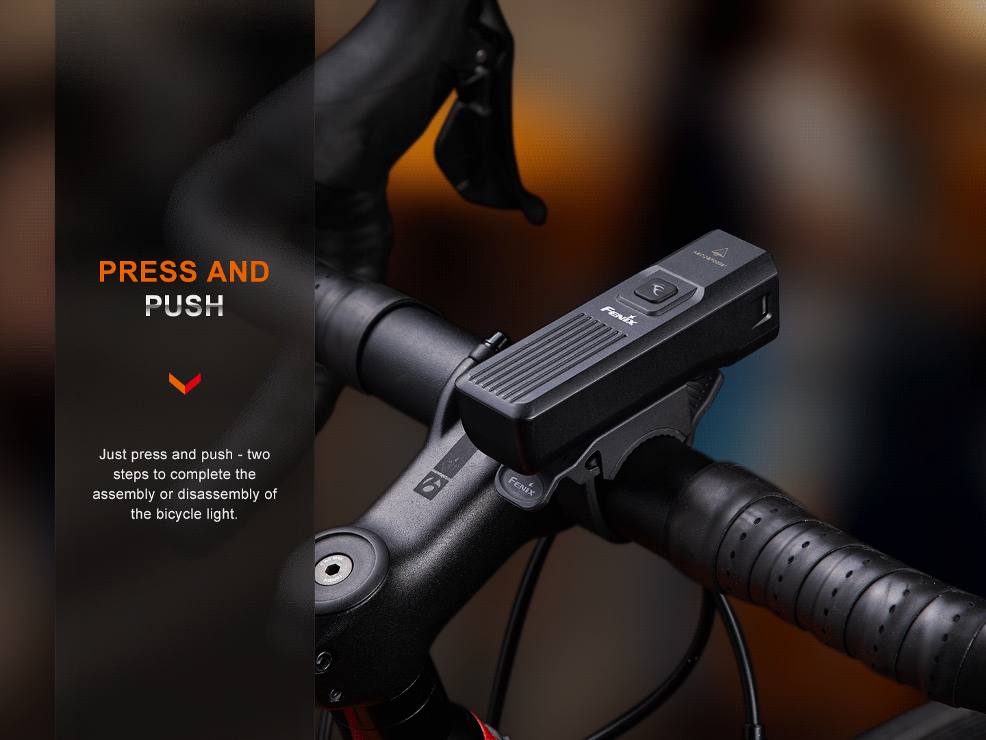 Fenix BC15R quick-release handlebar mount shown on a bicycle