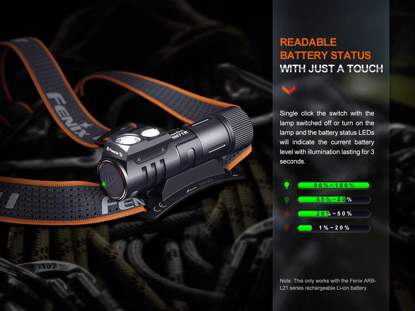 Fenix HM71R battery level indicator