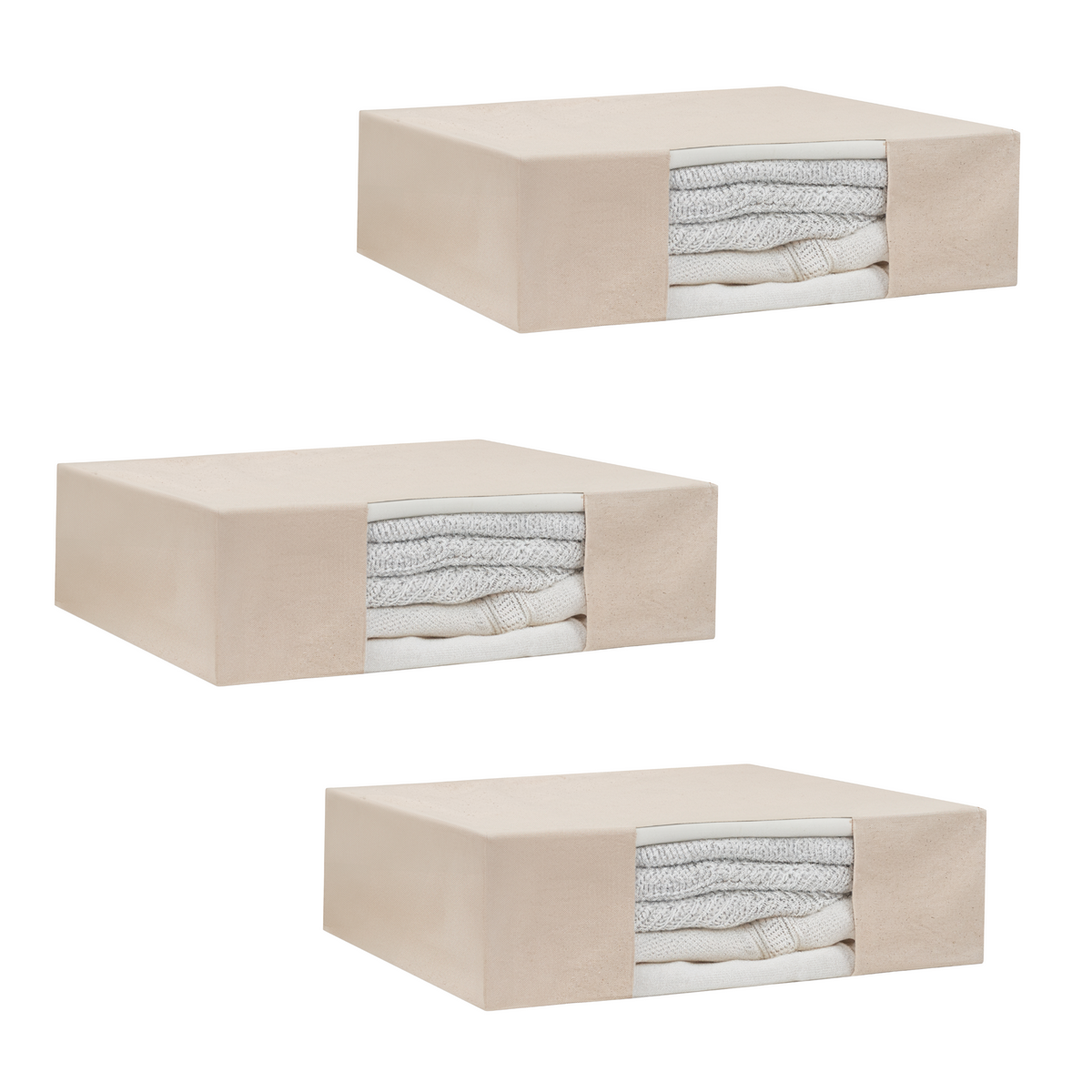 Three-bag pack of cotton-canvas garment-storage bags