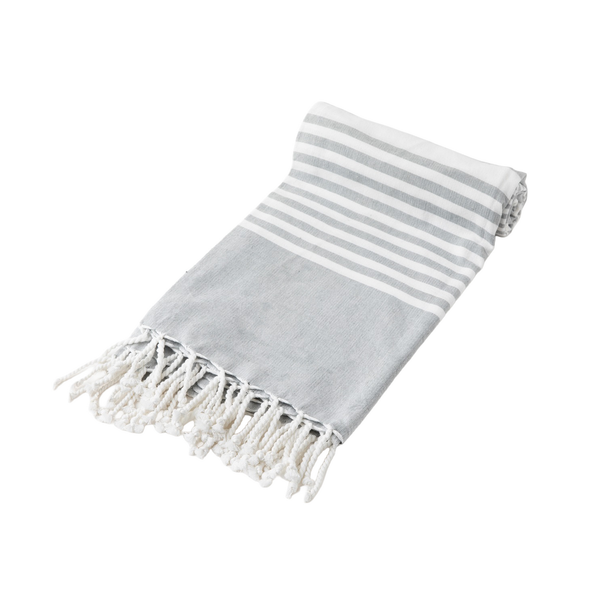 Silver Gray striped cotton towel folded on a plain background; one towel is included.