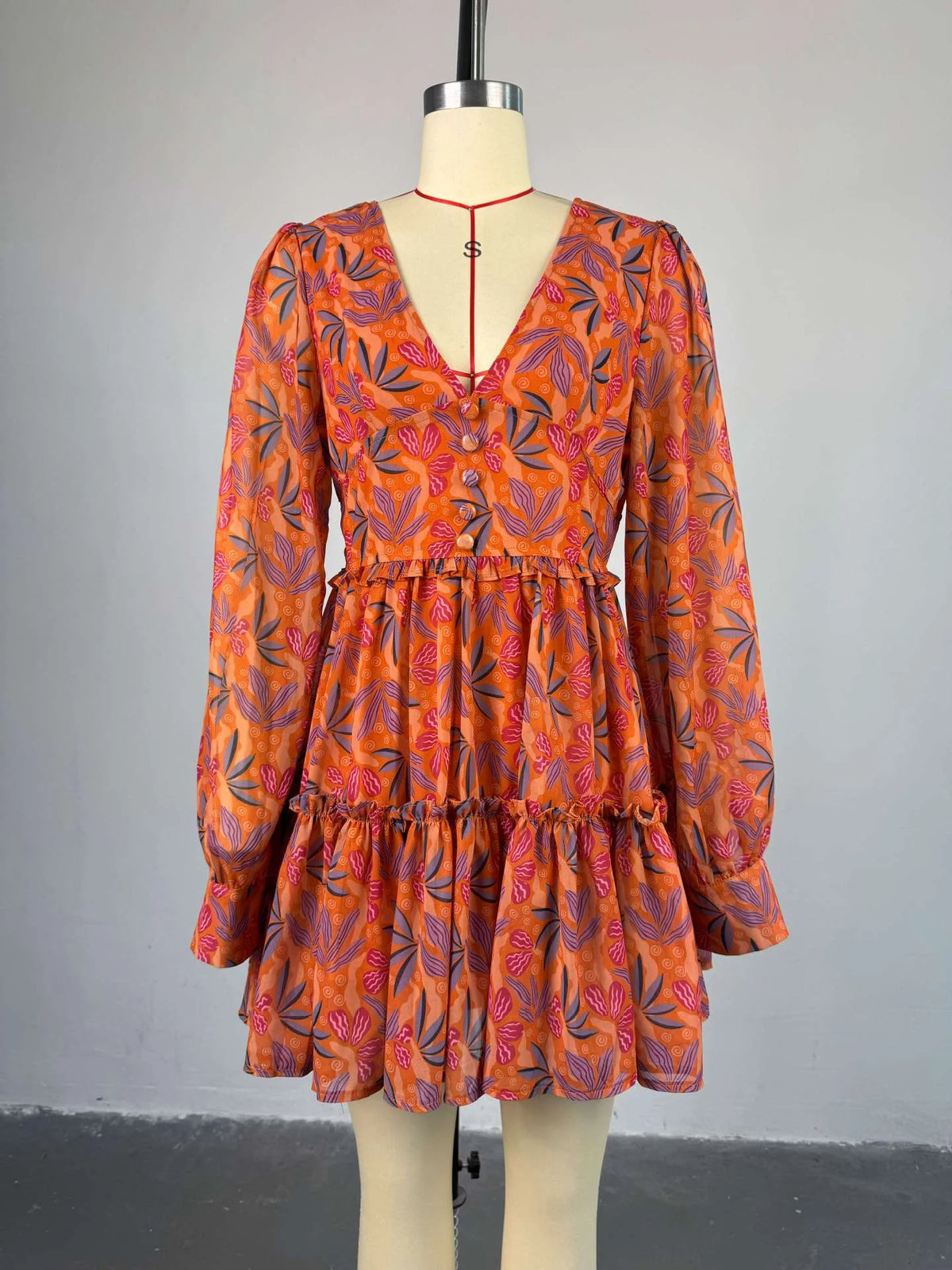 Women's V-Neck Long-Sleeve Dress — Style 2 — view 4