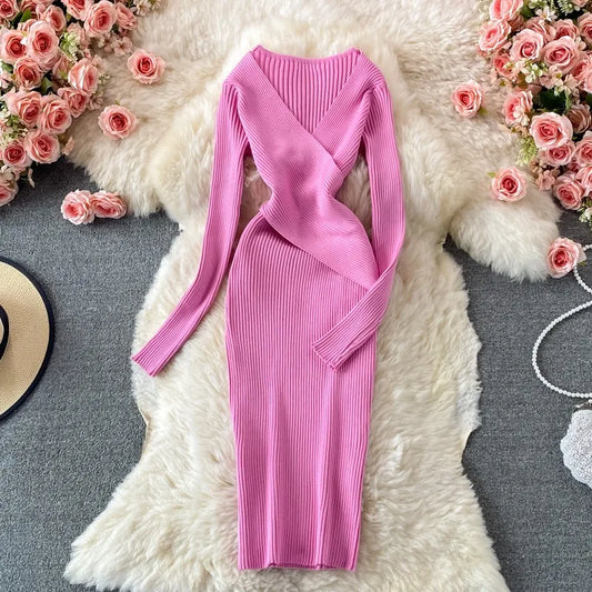 Women's V-Neck Long-Sleeve Dress — view 1
