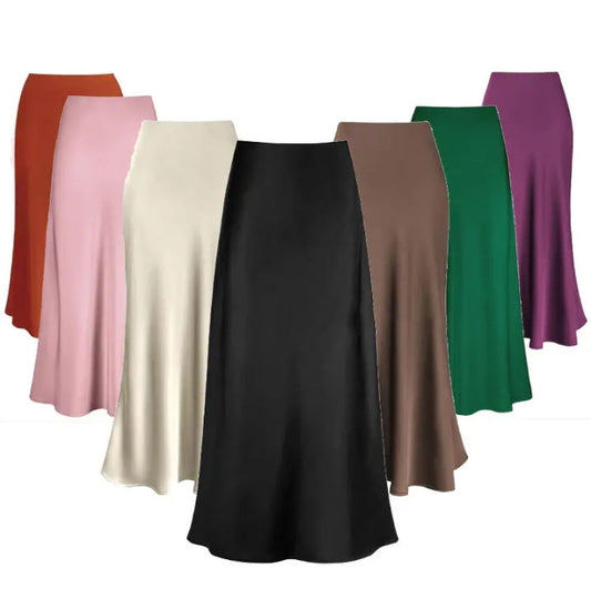 Women's Satin High-Waisted Vintage Skirt — view 1