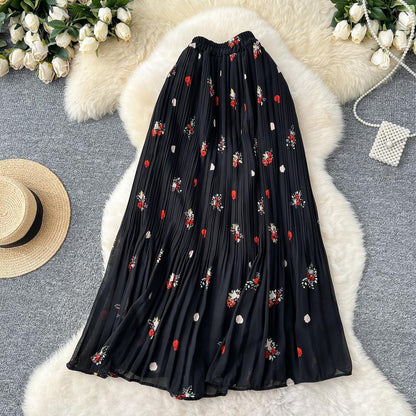 Women's Floral-Print Pleated Chiffon Skirt — view 6
