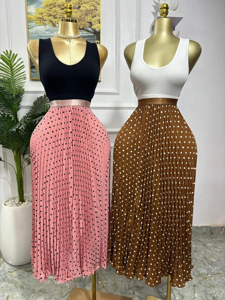 Women's Polka-Dot Pleated Chiffon Skirt