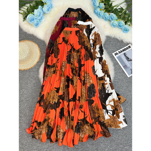 Pleated Vintage African-Inspired Skirt — view 1
