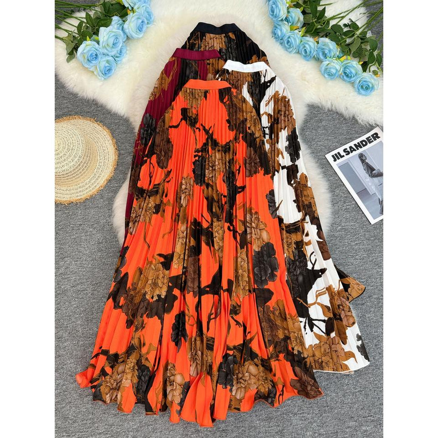 Pleated Vintage African-Inspired Skirt