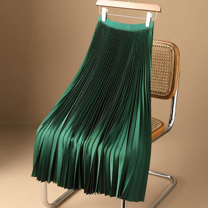 Women's Pleated Satin Skirt