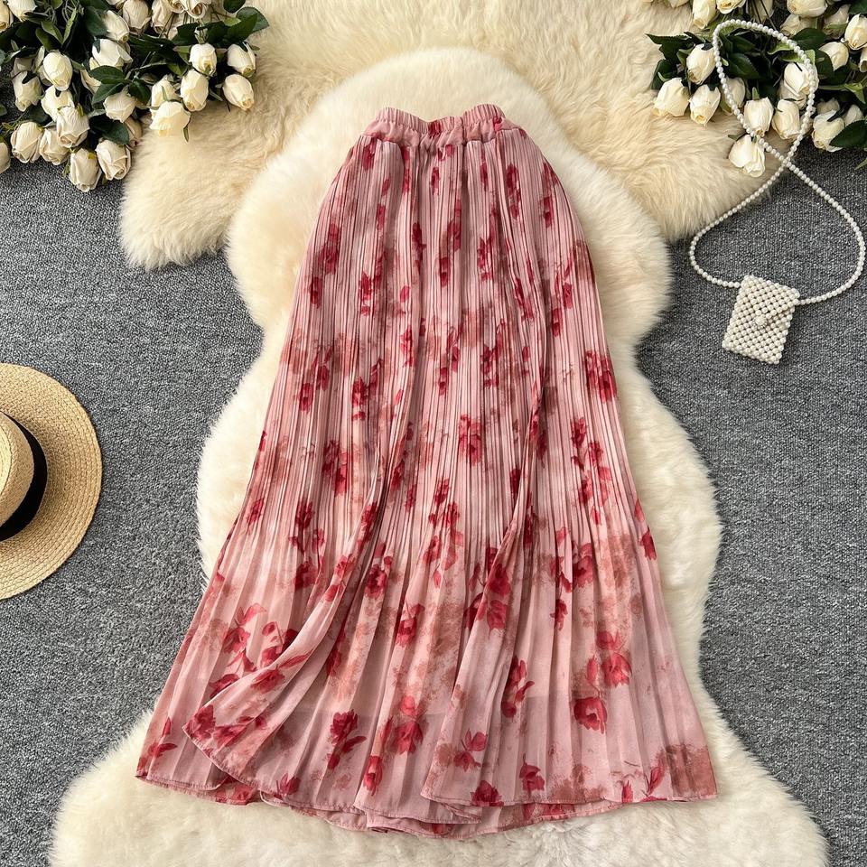 Women's Floral-Print Pleated Chiffon Skirt — view 4