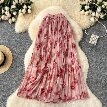 Women's Floral-Print Pleated Chiffon Skirt — view 4