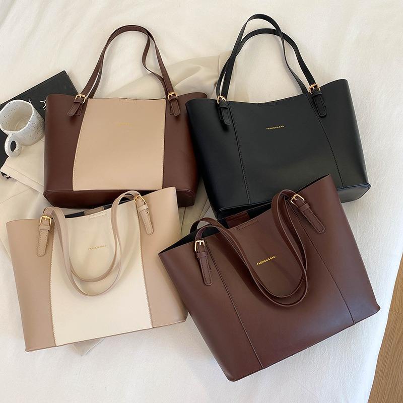 Women's Contrast-Color Shopping Bag