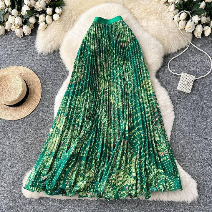 Women's Pleated High-Waisted Vintage Skirt