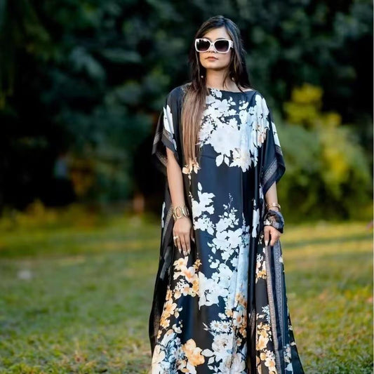 Women's Floral-Print African-Inspired Abaya Dress — view 1