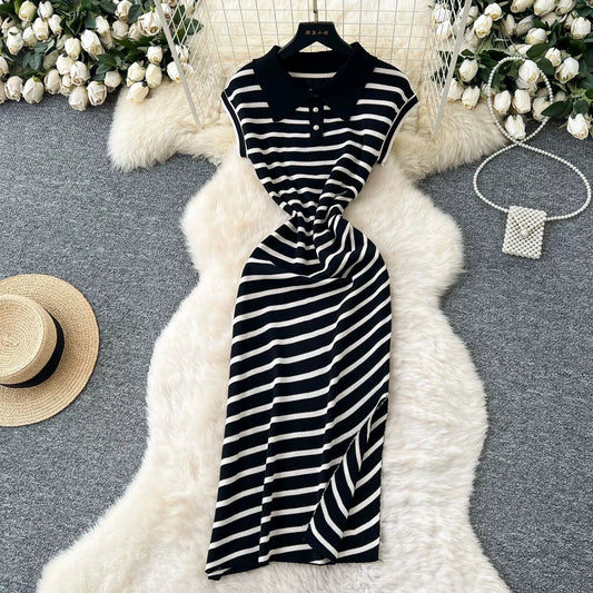 Women's Striped Lace-Trim Vintage Dress — view 1