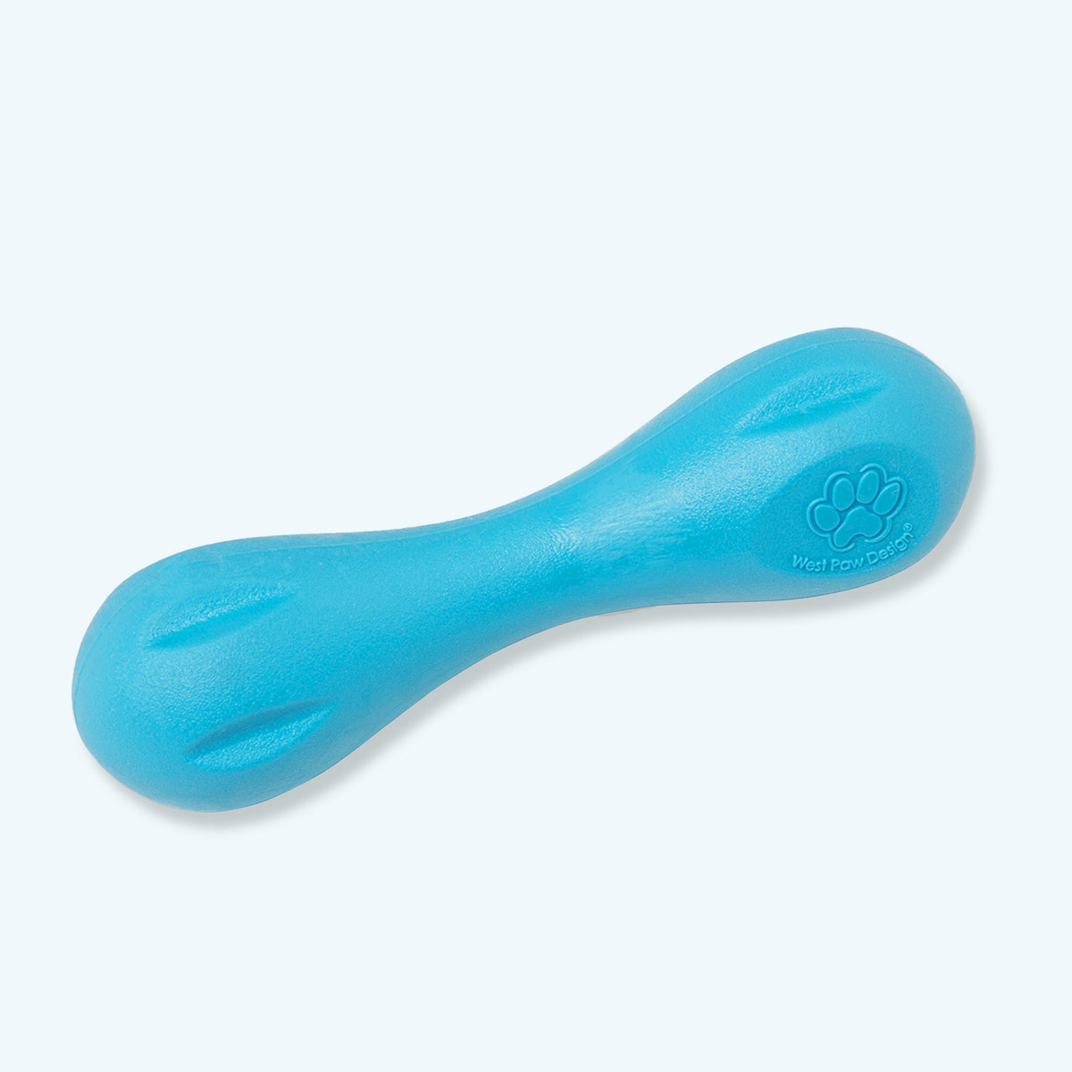 Small Aqua Blue West Paw Hurley dog toy.